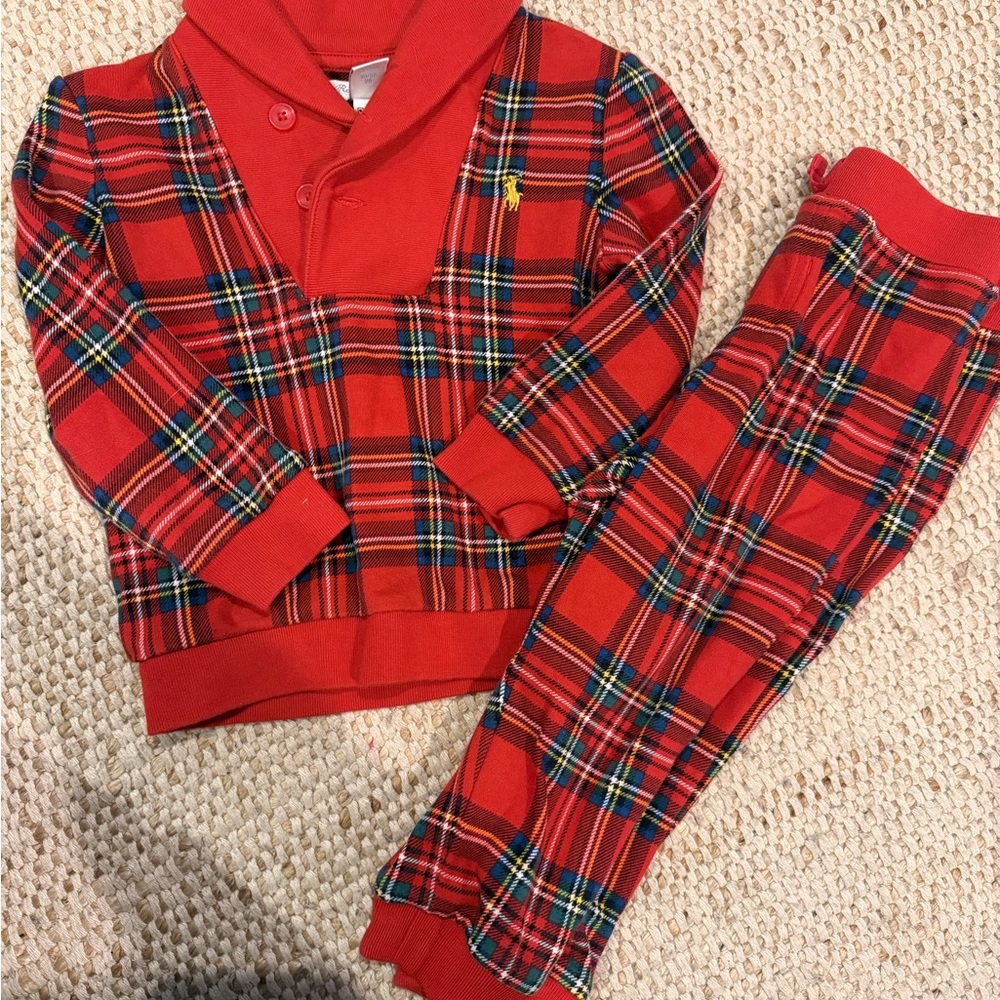 Ralph Lauren Red Plaid Kids Matching Set